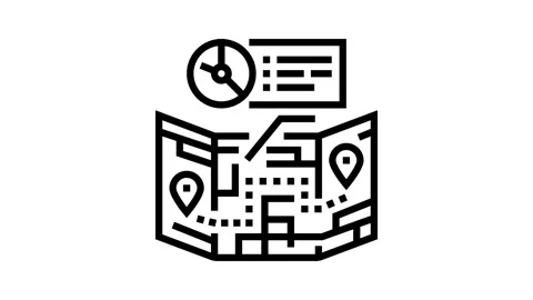 Route optimization logistic manager line icon animation Stock Footage 326131639