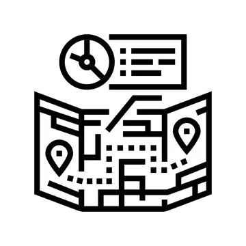 Route optimization logistic manager line icon vector illustration イラスト素材