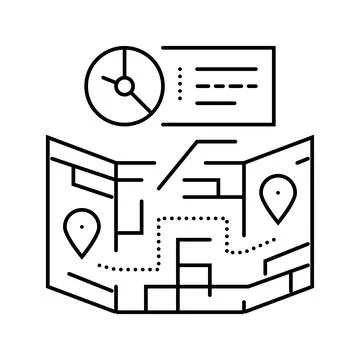 Route optimization logistic manager line icon vector illustration Illustrazione stock