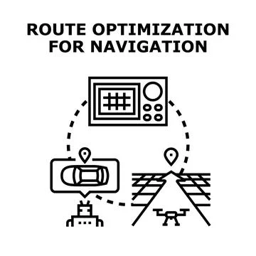 Route optimization for navigation developing technology concept Stock Illustration