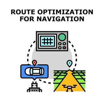 Route optimization for navigation developing technology concept Stock Illustration