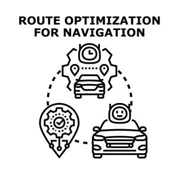 Route optimization for navigation process concept Stock Illustration