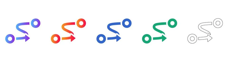 Route Path and Waypoint Navigation Icons Illustrazione stock