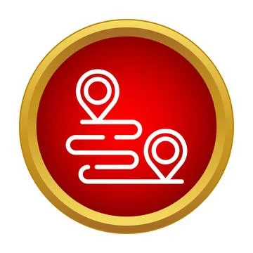 Route path with destination pin markers navigation concept Stock Illustration