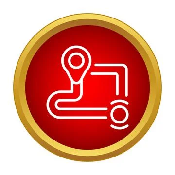 Route path with starting point and destination icon Stock Illustration