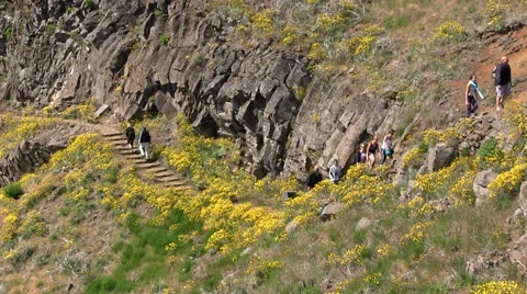 Route from Pico do Areeiro to Pico Ruivo, Central Mountains, Madeira, Portugal Stock Footage 32593890