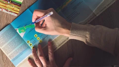 The route of the place of visit is marked on the map Stock Footage 267419394