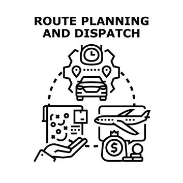 Route planning and dispatching logistics operations concept Stock Illustration