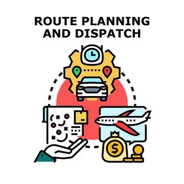Route planning and dispatching logistics operations concept Stock Illustration
