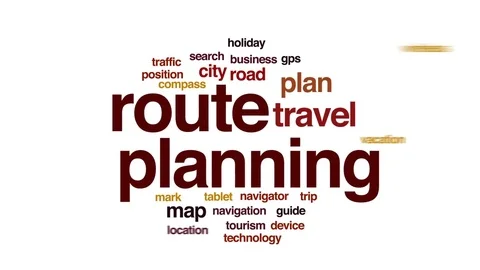 Route planning animated word cloud, text design animation. Stock Footage 81531768