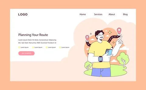 Route planning concept. Flat vector illustration. 스톡 일러스트