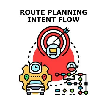 Route planning intent flow with digital navigation technology Stock Illustration