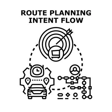 Route planning intent flow with digital navigation technology Stock Illustration