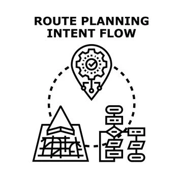 Route planning intent flow with navigation and process Stock Illustration