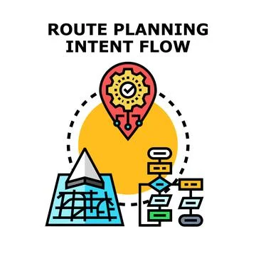 Route planning intent flow with navigation and process 스톡 일러스트