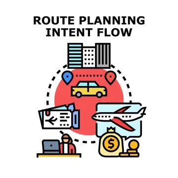 Route planning intent flow vector concept Stock Illustration