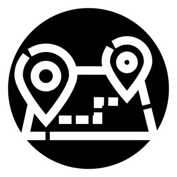 Route planning with location pins on map Stock Illustration