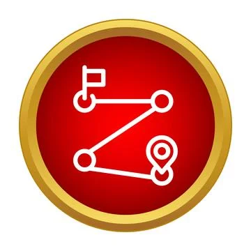 Route planning navigation with destination flag and locator pin Stock-Illustration
