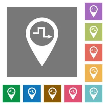 Route planning square flat icons Ilustración de archivo