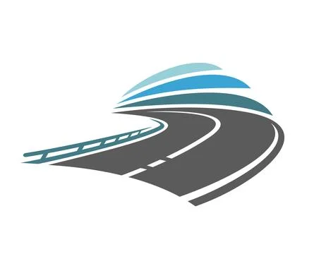 Route road vector icon, grey curved highway symbol Stock Illustration