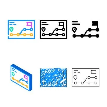 Route scheme color icon vector types Illustrazione stock