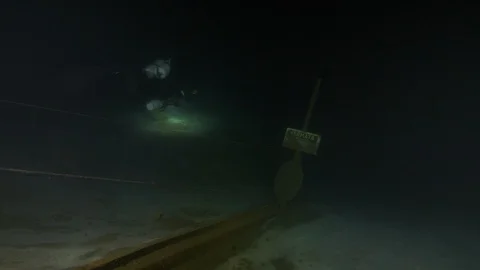 Route signs underwater for diver to avoid getting lost, Albano lake, Italy Stock Footage 107743635