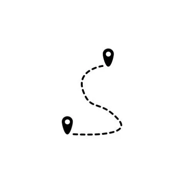 Route solid icon, map pointer location sign Illustrazione stock