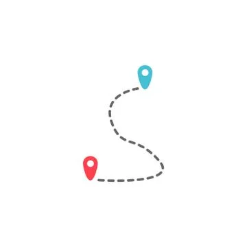 Route solid icon, map pointer location sign Stock Illustration