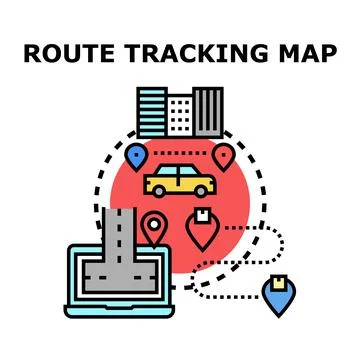 Route tracking map illustrating navigation concept Stock Illustration