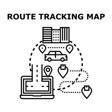 Route tracking map illustrating navigation concept Stock Illustration