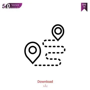 Route vector icon. Best modern, simple, isolated, flat icon for website desig Stock Illustration