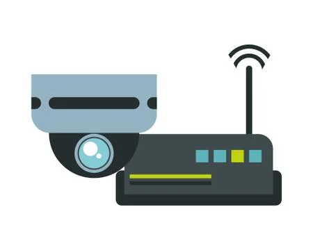 Route wifi with cctv camera devices technology Stock Illustration