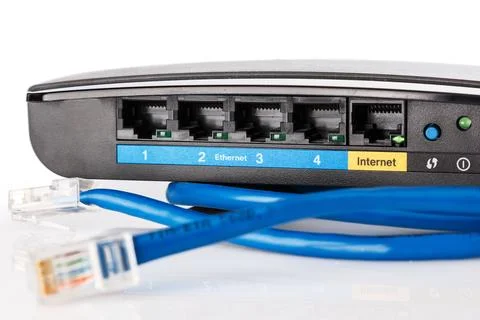 Router and ethernet cable Stock Photos