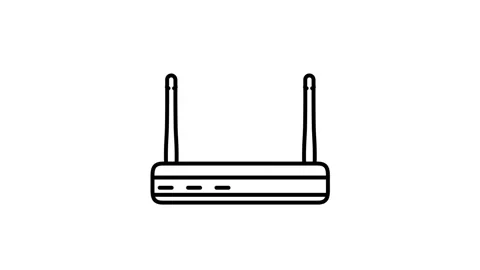 Router animated icon displaying wireless broadband network device outline Vídeo Stock 341962233