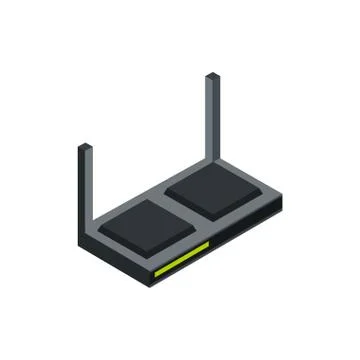 Router antenna technology hardware device computer isometric Stock Illustration