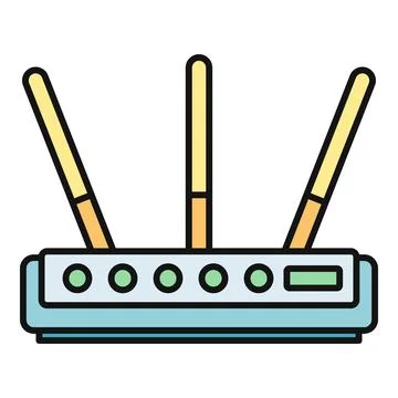 Router with antennas distributing wireless internet signal 库存插图