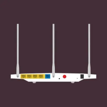 Router back view vector icon isolated network. Computer internet wireless ant 스톡 일러스트