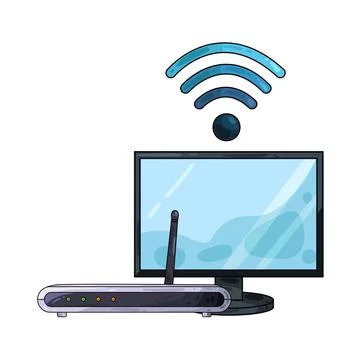 Router with computer illustration 스톡 일러스트
