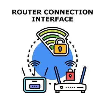 Router connection interface creating secure internet network Illustrazione stock