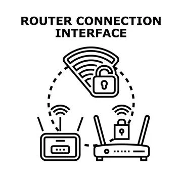 Router connection interface creating secure internet network Stock Illustration