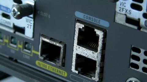 Router Console Cable Port Access Networking Study Stock Footage 333942050