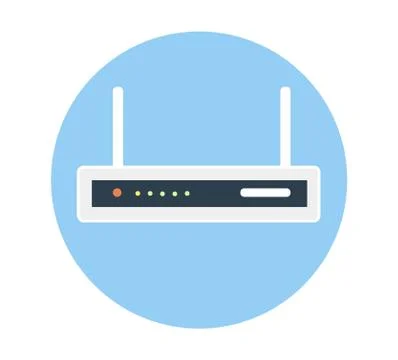 Router flat icon. Isolated router on blue background. Illustrazione stock