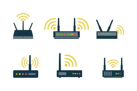 Router flat icon. Vector router. Router and signal symbol. Wi-Fi router Illustrazione stock