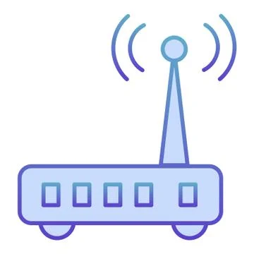 Router flat icon. Wi fi blue icons in trendy flat style. Wireless network Stock Illustration