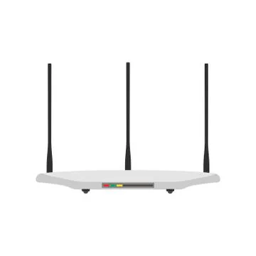 Router front view vector icon connection access isolated white. Firewall gate Stock Illustration
