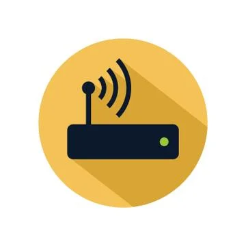 Router hotspot icon vector isolated on yellow circle. Wifi router icon for we Stock Illustration