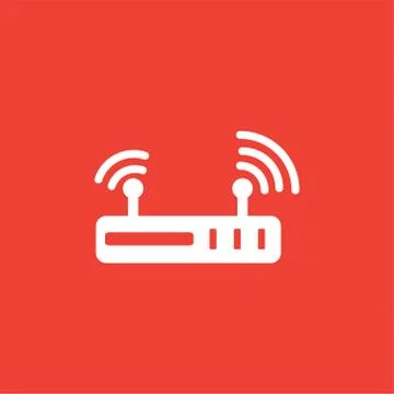Router Icon On Red Background. Red Flat Style Vector Illustration Stock Illustration