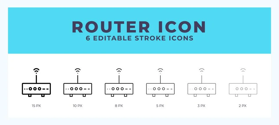 Router icon vector illustration. With editable stroke for web. App and more. Stock Illustration