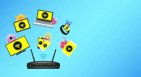 Router with infected smart device Stock Illustration