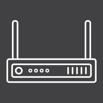 Router line icon, internet and wireless wifi 스톡 일러스트